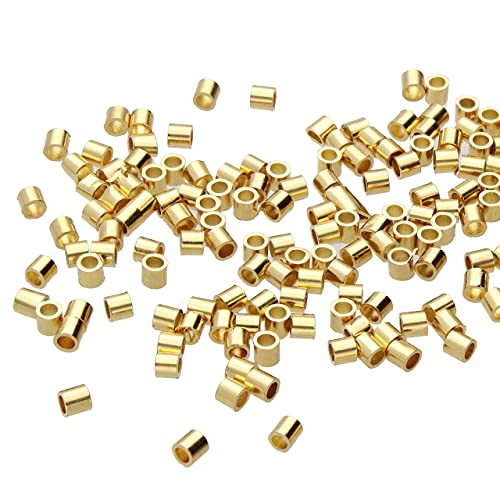 The Beadsmith Tube Crimp Beads, 2 x 2mm, 100 Pieces, Gold Color, Uniform Cylindrical Shape, No Sharp Edges, Designed to Secure The Ends of Jewelry Stringing Wires and Cables - size: Small