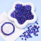 PIPITREE 500 PCS Acrylic Beads 8mm Rainbow Round Bead for Pens Bulk Acrylic Beads for Keychains Beadable Pens DIY Crafts Bracelets Necklace Jewelry Making Plastic Colorful Bead (Purple-Blue) - color: Purple-Blue