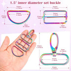PECMER Rainbow Swivel Clasp Buckles D Ring Hardware 1.5 Inch -Purse Bag Making Supplies and Hardware 18 Pcs Lanyard Snap Hooks for purses/bags/handbags Straps DIY Craft - color: Rainbow-18 Pcs-1.5 Inch