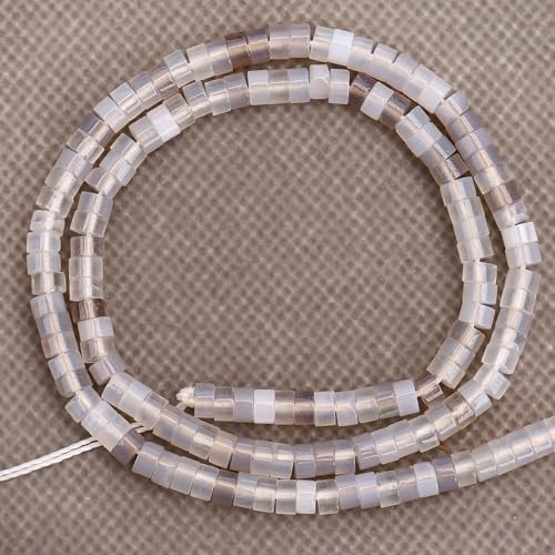 150PCs Natural Grey Agate Spacer Beads, Loose Semi Precious Flat Round Gemstone Heishi Disc Stone Beads for Beading Jewelry Making 4mm*2mm 38cm - color: Grey Agate, size: 4MM*2MM