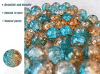 100Pcs 10mm Crackle Glass Beads for Jewelry Making - Round Spacer Crystal Beads Bulk, DIY Craft Supplies for Necklace Bracelet Earrings (Brown Blue) - color: Brown Blue