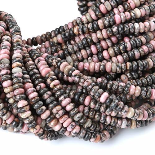 2x4MM 150PCS Black Rhodochrosite Rhodonite Tube Rondelle Abacus Disk Spacer Loose Beads for Jewelry Making - color: Black Rhodonite, size: 2x4mm abacus-shaped