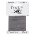 Simply Silk Beading Thread Cord Size E Dark Grey 0.013 Inch 0.33mm 24 Yards Card for Stringing Weaving Knotting Kumihimo