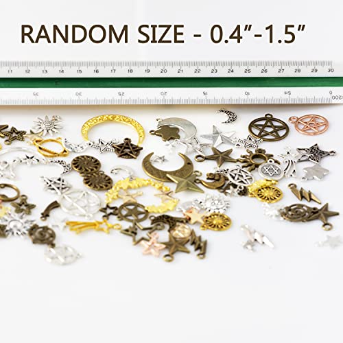stino 100 G Mixed Style Metal Charms for Jewelry Making, Bulk Silver & Gold Plated, for Bracelet, Necklace, Earrings DIY Crafts - style: Celestial