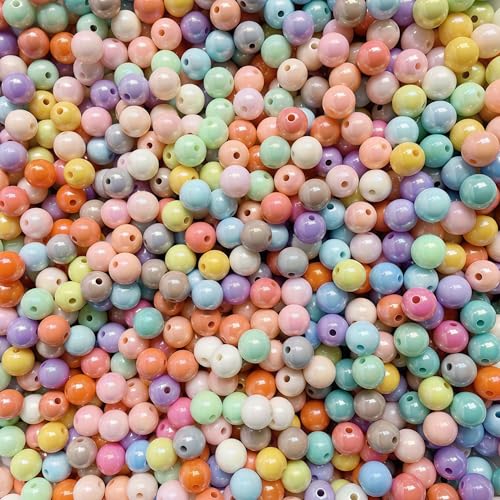 DAHI 730pcs 8mm Colorful Acrylic Round Beads Multicolor Acrylic Beads for DIY Jewelry Making(AB Color 8mm) - color: AB color 8mm