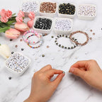 1900Pcs 7 Colors Round Letter Beads 4×7mm Acrylic Alphabet Beads with 1 Roll Elastic String for Bracelet Necklace Jewelry Making Supplies - color: 7 Colors-B