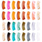 Spritewelry 30 pcs Acrylic Curved Tube Beads Two Tone Chunky Bangle Bamboo Tube Beads Imitation Gemstone Curved Bracelet Beads for Jewelry Making DIY Crafts - color: Orange-Opaque
