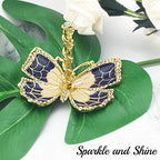 Matashi Gold Plated Butterfly Jewelry Organizer with Blue Enamel & Crystals – Elegant Ring Holder – Ideal Gift for Her on Mother’s Day, Valentine’s Day, Christmas - color: Blue