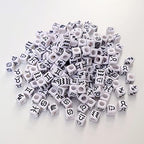 200+ Pieces 7x7mm White Cube Acrylic Alphabet Zodiac Charms Constellation Beads Mixed Plastic Shape Loose Beads for Jewelry Making Bracelets Necklaces Key Chains (Black on White) - size: Black on White