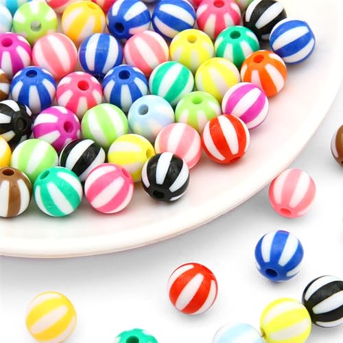 30PCS 20MM Bubblegum Beads for Pens, Mixed Color Candy Stripes Disco Ball Chunky Large Acrylic Round Beads for Bag Focal Beadable Pen Keychain Making Jewelry Bracelet Making DIY Crafts - color: Candy Stripes Beads