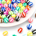 30PCS 20MM Bubblegum Beads for Pens, Mixed Color Candy Stripes Disco Ball Chunky Large Acrylic Round Beads for Bag Focal Beadable Pen Keychain Making Jewelry Bracelet Making DIY Crafts - color: Candy Stripes Beads