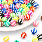 30PCS 20MM Bubblegum Beads for Pens, Mixed Color Candy Stripes Disco Ball Chunky Large Acrylic Round Beads for Bag Focal Beadable Pen Keychain Making Jewelry Bracelet Making DIY Crafts - color: Candy Stripes Beads