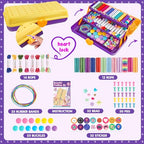 TingingYuli Friendship Bracelet Making Kit for Girls 8-12, DIY String Bracelet Maker with 3-Layer Storage Box, Arts and Crafts for Kids Ages 6-12, Easter Christmas Birthday Gift Set - color: Yellow/Purple