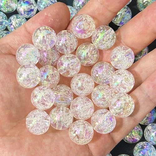 Mixed Lots Shiny AB Color Acrylic Bubble Bead DIY Beading Hairband Bracelets Necklace Craft Embelishment (Clear AB-Bubble) - color: Clear AB-Bubble