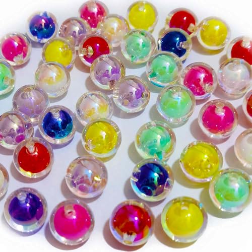 Mixed Lots Shiny AB Color Acrylic Bead DIY Beading Hairband Bracelets Necklace Craft Embelishment (Mixed Colors-Round) - color: Mixed Colors-Round
