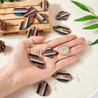 Beadthoven 52pcs Boho Wood Women Earring Making Kit, Striped Resin Earrings Charms Pendants Natural Wood Cutouts Pieces Wooden Earring Blanks with Earrings Hooks for DIY Jewelry Making Crafts - color: 0Striped DIY Earring Kit