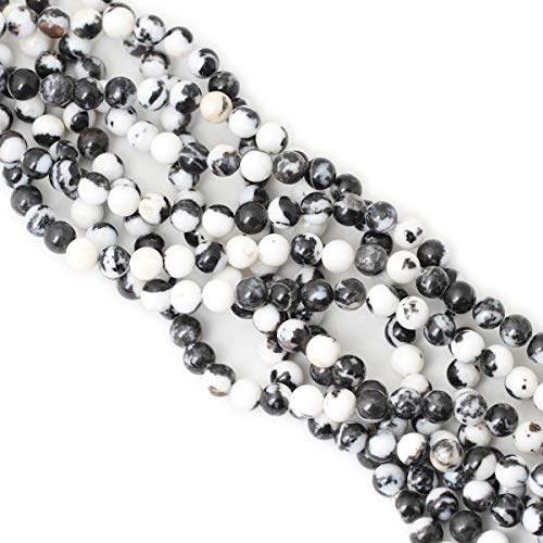 45PCS 8mm Natural Black White Zebra Jasper Gemstone Round Loose Beads Crystal Energy Stone for DIY Jewelry Making 1 Strand 15" - color: Black White Zebra Jasper, size: 8mm