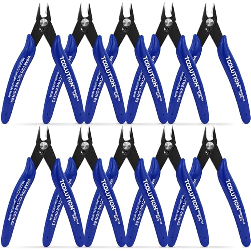 Micro Wire Cutters for Crafting - 10 Pack Small Flush Cutters for Jewelry Making Mini Wire Snips Zip Tie Cutter - Model Nippers Side Cutter Pliers Precision Diagonal Cutting Pliers for Electrical-Blue - size: 10 Pack