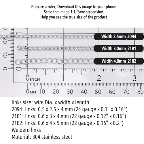 THREENEST 16.4-Feet Width 4mm Stainless Steel Extander Chains, Welded Permanent Cable Craft Tail Curb Chain for Necklace Bracelet Earring Jewelry Making - color: Stainless Steel, size: Extender Chains(Width 4mm)