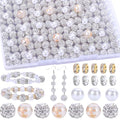 AIPRIDY Jewelry Making Beads Set, 300 PCS 10mm Rhinestone Clay Beads, 8mm Mixed Color Spacer Beads with Pearl and Floral Beads for DIY Jewelry Making (White) - color: White