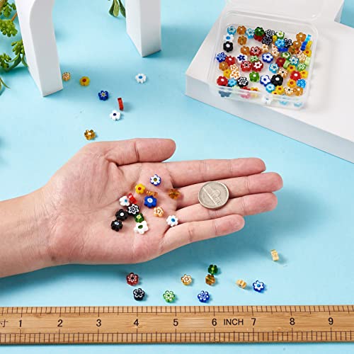 Cheriswelry 180pcs Glass Flower Beads, 6.4-9mm Millefiori Loose Spacer Beads for DIY Necklace, Bracelet, Earring Jewelry Making Handmade Crafts - color: Flower-Mixed Color*2