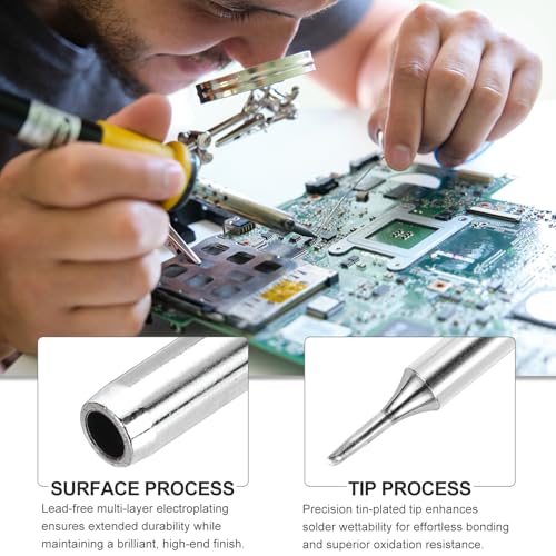 MECCANIXITY Pack of 10 900M Solder Tips Internally Heated Soldering Tips with Cleaning Sponge Pad Replacement Welding Accessories Kit for Electrical Solder Station Tip (900M-T-1.5C) - style: 900M-T-1.5C