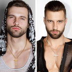 Romass 2 Pcs Cross Necklace for Men Boys,Stainless Steel Pendants Silver Black Gold Crosses Chain Jewelry Gifts Box 16-30 inches - size: 18 in, style: 2Pcs(silver+gold) 1.7 "* 1.0'' pendant