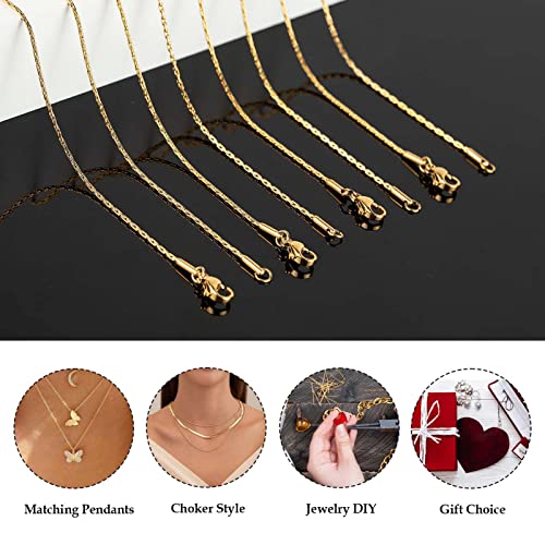 Gold Plated Stainless Steel Chains for Jewelry Making, Thin Cable Snake Jewelry Chain Bulk Men and Women Necklace Choker Chains (10 Pack, 16 Inch) - color: Gold, size: 16 Inch