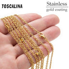 20 Pack Necklace Chains Gold Plated Stainless Steel Cable Chain Necklace Bulk for Jewelry Making, 16 Inches - size: 16 Inches