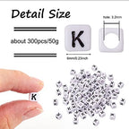 FASHEWELRY 300Pcs Cube White Acrylic Letter Beads 6x6mm Letter K Alphabet Beads for DIY Bracelet Necklace Jewelry Making - color: Letter K, size: 6x6x6mm