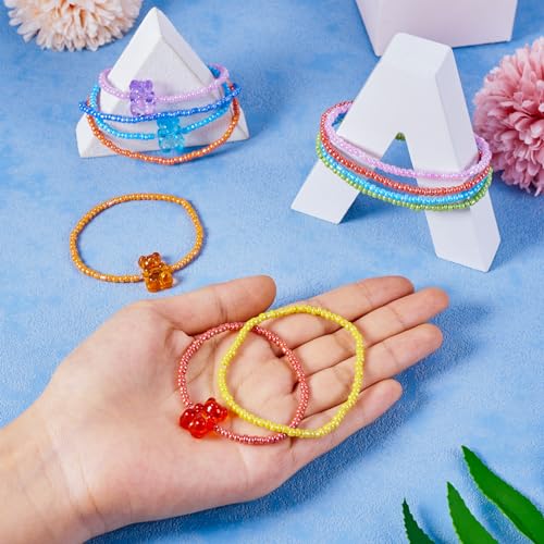 Elecrelive Glass Round Beaded Bracelet Set Clay Beaded Bracelets Stretch Bracelets - color: 7 Colors