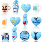 Watersay 12 Pcs 3D Silicone Focal Beads Pens Beads Bulk for Beadable Keychain DIY Crafts Necklace Bracelet Phone Chain Charms Jewelry Making (Father's Day) - style: Father's Day