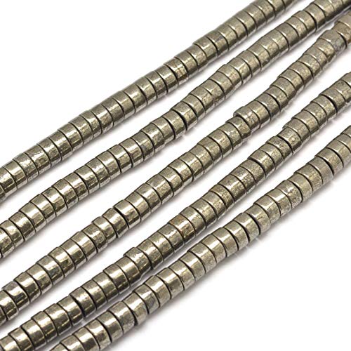 Craftdady 48Pcs Heishi Coin Natural Pyrite Beads 8mm Tiny Flat Round Disc Spacer Beads Healing Chakra Loose Beads for Jewelry Bracelet Necklace Earring - color: Pyrite, size: 8mm