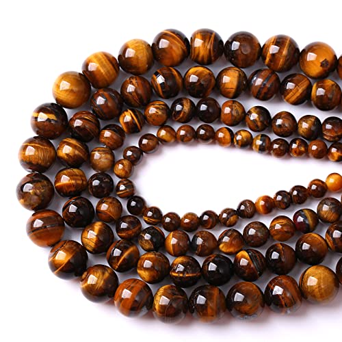 6mm 60pcs Natural Iron Yellow Tiger Eye Stone Beads for Jewelry Making Healing Energy Beads DIY Bracelet Necklace (6mm, Iron Yellow Tiger Eye Stone) - color: Iron Yellow Tiger Eye Stone, size: 6mm