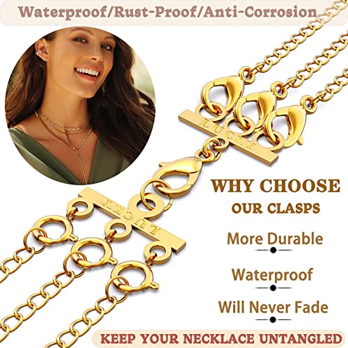 Dailyacc Lucky Necklace Layering Clasp 18K Gold and Silver Multi Strand Clasps for Stackable Necklaces - color: 1Pcs Gold 2 Clasp
