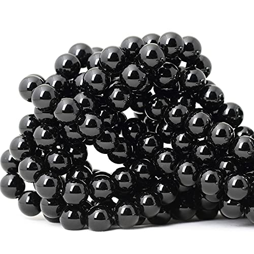 35PCS 10mm Black Smooth Polish Onyx Agate Gemstone Round Loose Beads for Jewelry Making 1 Strand 15" - color: Black Onyx, size: 10mm 35pcs