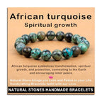 AD Beads Handmade Gemstone Stretch Elastic Bracelet Crystal Healing Reiki Nature's Beauty and Spiritual Essence Unisex - color: African Turquoise (Spiritual Growth), size: 10mm