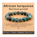 AD Beads Handmade Gemstone Stretch Elastic Bracelet Crystal Healing Reiki Nature's Beauty and Spiritual Essence Unisex - color: African Turquoise (Spiritual Growth), size: 10mm