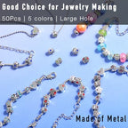 50pcs Large Hole Metal Spacer Beads for Bracelet Necklace Jewelry Making, Rhinestone Focal Beads for Pen Hair Keychain, Mixed Style (50Pcs Rhinestone) - color: 50Pcs Rhinestone