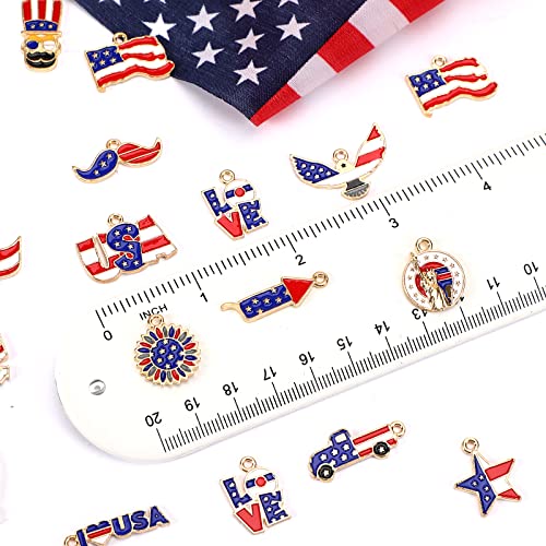 SANNIX 110Pcs Independence Day Charms, Patriotic Charms 4th of July Red White Blue Charm American Flag Charm for Bracelets Necklaces Earrings Making - style: Patriotic Charms