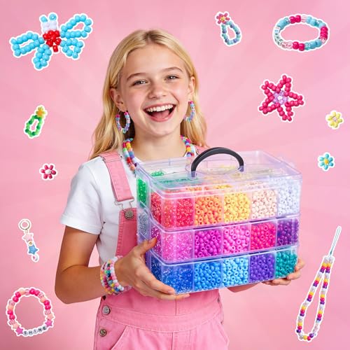 Umikk 9000Pcs Pony Beads Bulk, 30 Colors 6x9mm Plastic Kandi Beads for DIY Bracelet Making Hair Braiding Kandi Jewelry Key Chains Crafts (5.16LB) - color: 30colors9000pcs