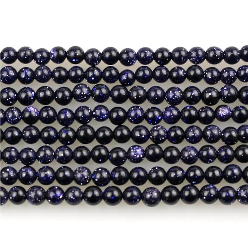 MJDCB 320pcs Small Stone Beads 2mm Blue Sandstone Round Smooth Loose Gemstone Bead for Jewelry Making Bracelets Earrings Necklaces Accessories - color: Blue Sandstone