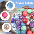 50Pcs Chunky Bubblegum Beads, 20mm Chunky Bubble Gum Beads for Adult DIY - color: Light Pink+Light Blue