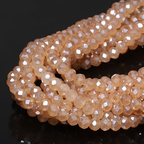5 Strands 3mm 550PCS Champagne Color Crystal Beads, Song Xi Porcelain Jade Glass Beads for Jewelry Making, Gemstone for Necklace Earring, Arts and Crafts,DIY, and Craft Supplies - color: Champagne Color, size: 3mm(5 Strands)