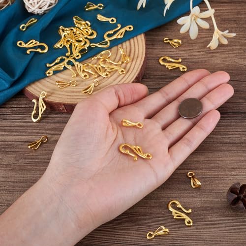 Craftdady 50 Sets Tibetan Gold S Hook Eye Toggle Clasps Metal Closure End Clasps with Bar for Bracelet Necklace Jewelry Making - color: Gold, 25x12mm