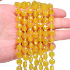 8×5mm Yellow Agate Natural Stone Beads for Jewelry Making About 35-40pcs 1 Strand 15" Drilled Flat Faceted Cabochon Gemstone Beads for Bracelets Necklace DIY Crafts - color: Yellow Agate