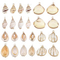 SUNNYCLUE 1 Box 24Pcs 6 Style Electroplate Spiral Seashells Charm Craft Charms Connectors Conch Shells Charms with Plated Golden Loop Bail for Bracelet Necklace Making Christmas Craft Gift Supplies - color: 1 Box 24pcs Spiral Seashells Charm