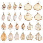 SUNNYCLUE 1 Box 24Pcs 6 Style Electroplate Spiral Seashells Charm Craft Charms Connectors Conch Shells Charms with Plated Golden Loop Bail for Bracelet Necklace Making Christmas Craft Gift Supplies - color: 1 Box 24pcs Spiral Seashells Charm