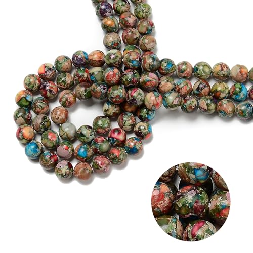 122Pcs(2 Strand/Set) 6mm Green Red Imperial Jasper Smooth Round Beads Natural Stone Beads AAA Grade Premium Round Gemstone Genuine Real Stone Loose for DIY Bracelet Jewelry String Making - color: Green Red Imperial Jasper, size: 6mm