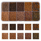 Approx 5000pcs 12/0 Glass Seed Beads for Jewelry Making, 2mm Mix 10 Colors Tube Beads Glass Bugle Beads Waist Beads Kit for Bracelets Necklaces Earrings DIY Supplies (Brown) - color: Brown